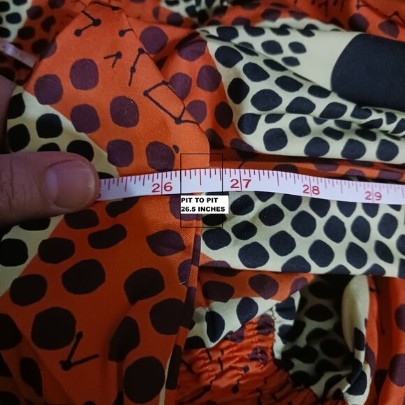 Curvesoul Orange Black Yellow Geometric V Neck Elastic Waist Dress Size 5X NWT - Picture 9 of 14